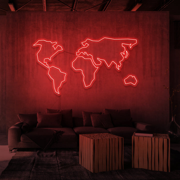 "VÄRLDSKARTA" NEONSKYLT