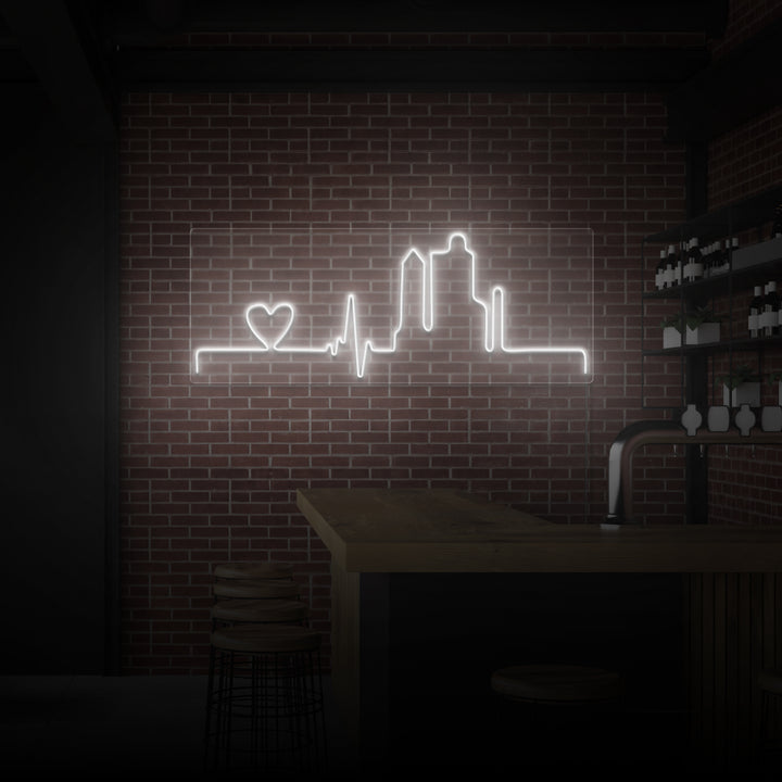 "HEARTBEAT CITY" NEONSKYLT