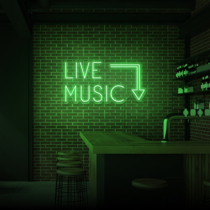 "LIVE MUSIC" NEONSKYLT