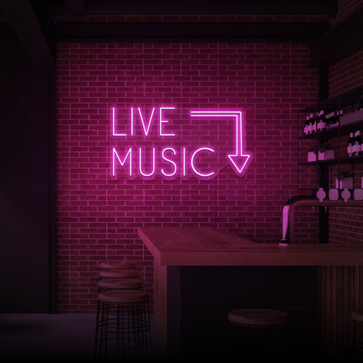 "LIVE MUSIC" NEONSKYLT