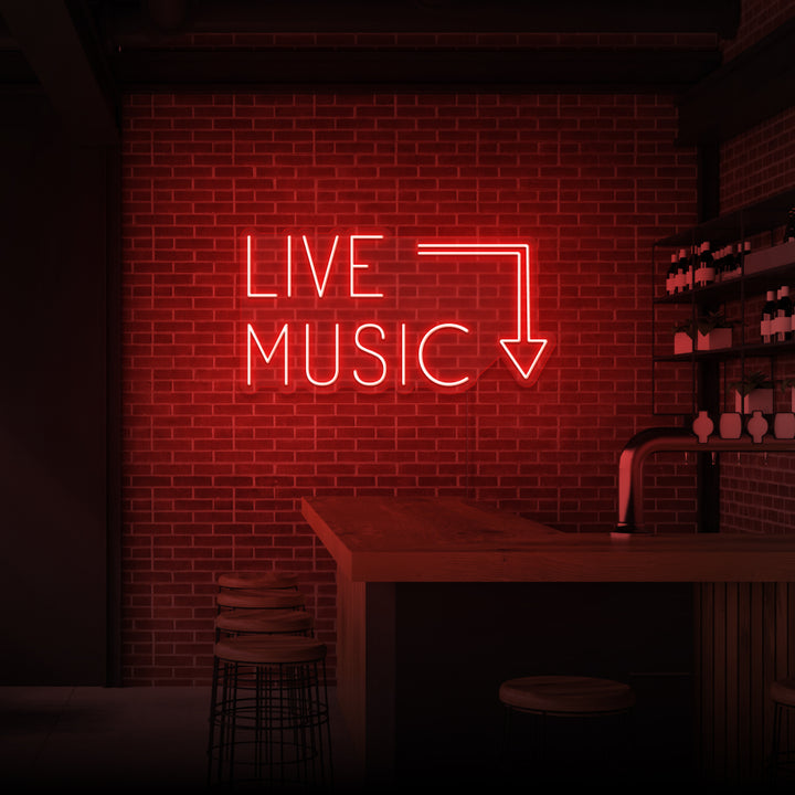 "LIVE MUSIC" NEONSKYLT