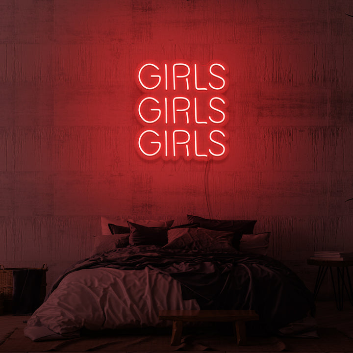 "GIRLS GIRLS GIRLS" NEONSKYLT